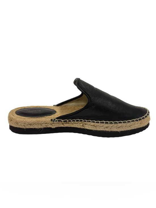 Michael Kors Hastings Leather Espadrille Mule Black Logo Slide Slip On Size 7 - Picture 9 of 12
